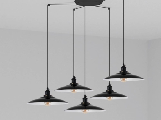 Φωτιστικό Οροφής Κρεμαστό Lang 62804-5L E27 15W Black Faro Barcelona