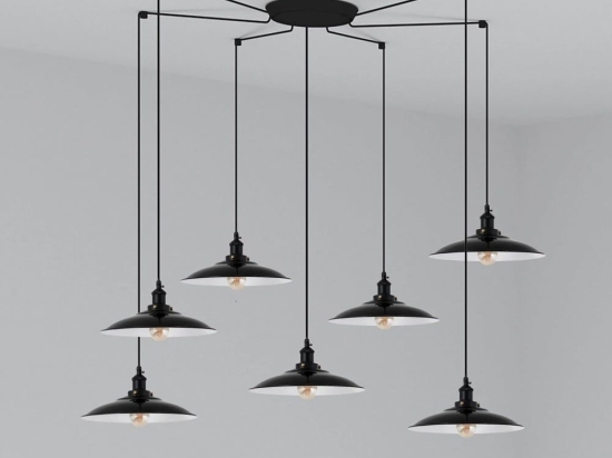 Φωτιστικό Οροφής Κρεμαστό Lang 62804-7L E27 15W Black Faro Barcelona