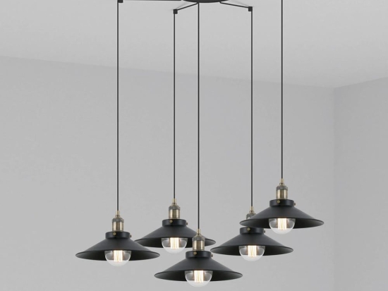 Φωτιστικό Οροφής Κρεμαστό Marlin 64133-5L 5xE27 Black-Gold Faro Barcelona