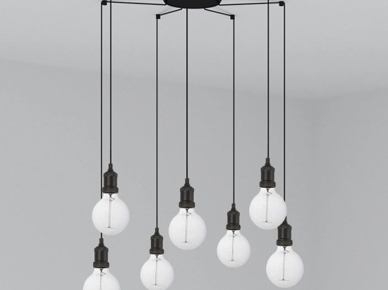 Φωτιστικό Οροφής Κρεμαστό Art 64135-7L 7xE27 Black Faro Barcelona