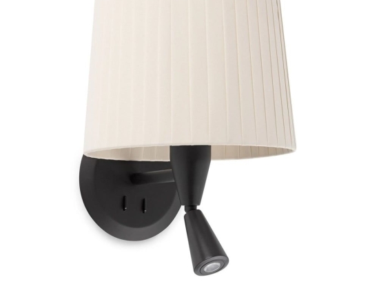 Φωτιστικό Τοίχου - Απλίκα Samba 64309-35 E27 Mε Reader 3W 3000K 280Lm Black-Beige Faro Barcelona