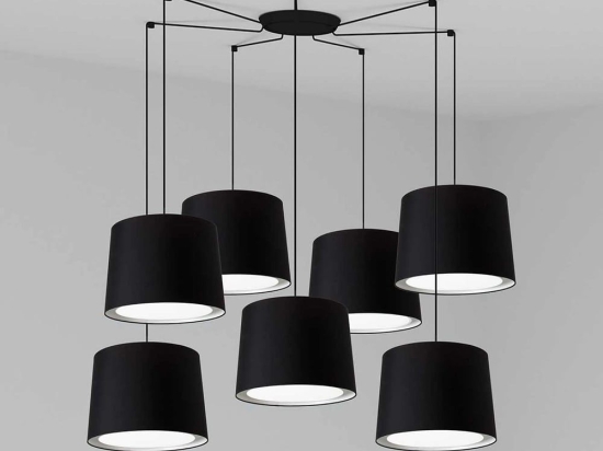 Φωτιστικό Οροφής Κρεμαστό Conga 64314-56-7L E27 max 15W ø50*35 Black Faro Barcelona