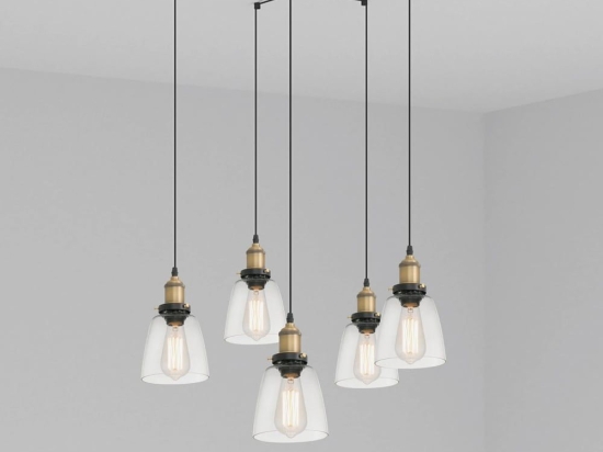 Φωτιστικό Οροφής Κρεμαστό Liz 65080-5L E27 max 15W Old Gold Faro Barcelona