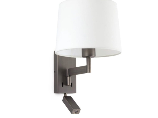 Φωτιστικό Τοίχου - Απλίκα Artis 68492-01 E27 max 15W Με Reader 1W 3000K 140Lm Bronze-White Faro Barcelona