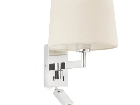Φωτιστικό Τοίχου - Απλίκα Artis 68493-02 E27 max 15W Με Reader 1W 3000K 140Lm Chrome-Beige Faro Barcelona