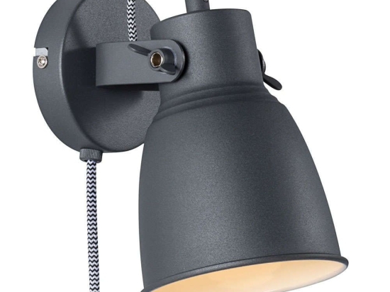 Φωτιστικό Τοίχου Adrian 48801003 Φ12,5x22cm 1xE27 25W Black Nordlux Μέταλλο,Πλαστικό