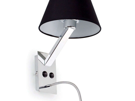 Φωτιστικό Τοίχου-Απλίκα Moma-2 68507 12x26x35cm 1xE27 15W/Led 80lm 1W Chrome-Black Faro Barcelona