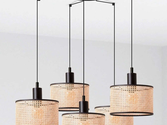 Φωτιστικό Οροφής Mambo 64314-47-5L Φ21x20cm 5xE27 15W Black-Natural Faro Barcelona