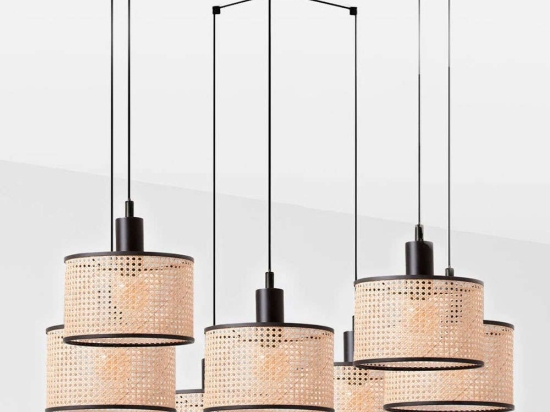 Φωτιστικό Οροφής Mambo 64314-47-7L Φ21x20cm 7xE27 15W Black-Natural Faro Barcelona
