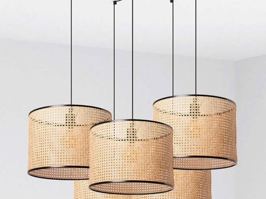Φωτιστικό Οροφής Mambo 64314-49-5L Φ45x31,3cm 5xE27 15W Black-Natural Faro Barcelona