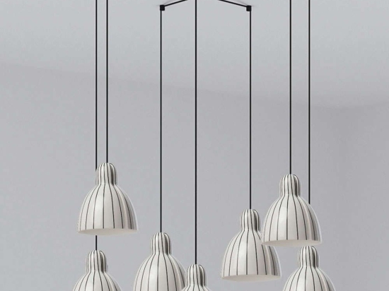 Φωτιστικό Οροφής Venice 64255-114-7L Φ20cm 7xE27 15W Black-White Faro Barcelona