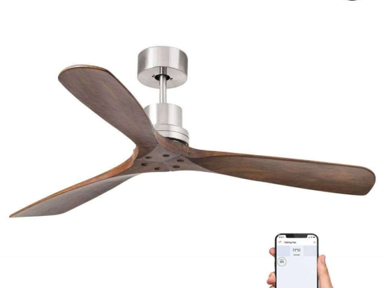 Ανεμιστήρας Οροφής Lantau 33370DCWP Smart Fan Με Τηλεχειριστήριο Φ132cm Nickel-Dark Walnut Faro Barcelona