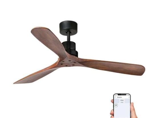 Ανεμιστήρας Οροφής Lantau 33370DCWP Smart Fan Με Τηλεχειριστήριο Φ132cm Black-Dark Walnut Faro Barcelona