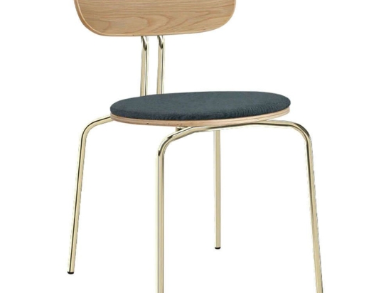 Καρέκλα Τραπεζαρίας Curious Brass 5916-1C719-17 44,5x48x77,5cm Oak-Grey Blue Umage Ατσάλι,Polywood