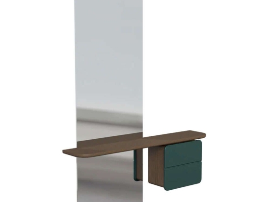 Καθρέπτης Τοίχου One More Look 5820C5620-3 78x15x118cm Dark Oak-Green Umage Ατσάλι,Ξύλο