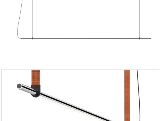 Φωτιστικό Οροφής - Ράγα T.O 10873/10877 137x1,3cm Dim Led 750lm 10W 2700K Chrome-Orange Pablo Designs