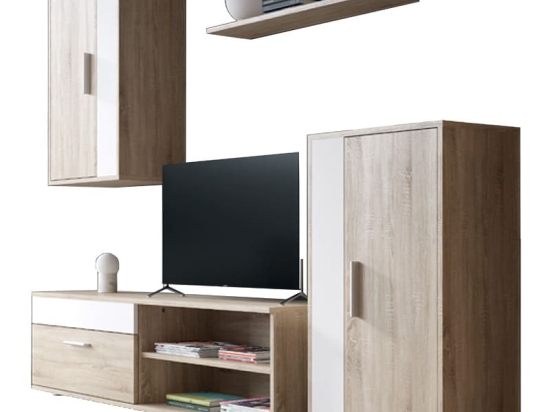 Σύνθετο σαλονιού Zafira pakoworld sonoma-λευκό 190x35x190εκ