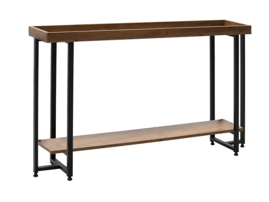Κονσόλα Nolan pakoworld καρυδί-μαύρο 140x30x85εκ