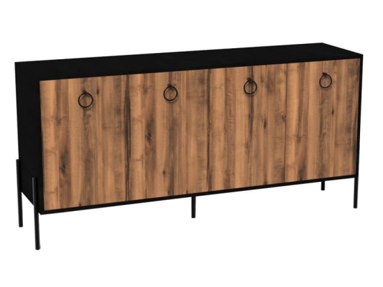 Μπουφές Twely pakoworld μελαμίνης καρυδί-μαύρο 160x40,5x79εκ
