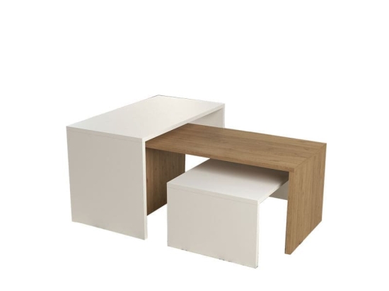 Τραπέζι σαλονιού Alteo pakoworld μελαμίνης oak-λευκό 65x45x35εκ