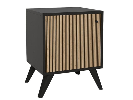 Κομοδίνο Flipter pakoworld μελαμίνης oak-μαύρο 40x40x55εκ