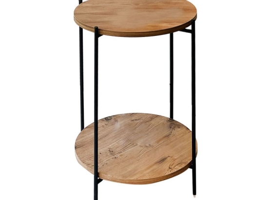 Βοηθητικό τραπέζι Tsouki pakoworld oak-μαύρο Φ40x60εκ