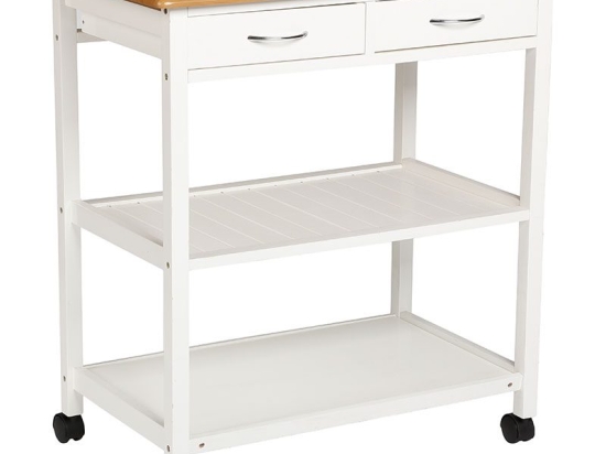 Τρόλεϊ-ραφιέρα 3όροφη Vache pakoworld MDF λευκό-φυσικό 78x48x85.5εκ