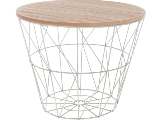 Βοηθητικό τραπέζι σαλονιού Jacot pakoworld oak-γκρι Φ38x30,5εκ