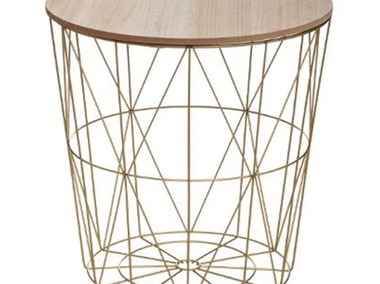 Τραπέζι σαλονιού Kumi pakoworld oak-χρυσό Φ41x40εκ