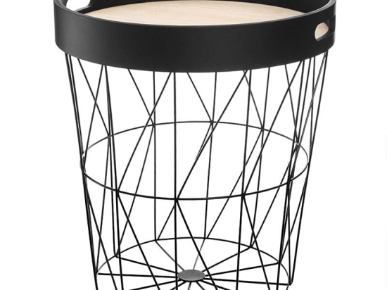 Τραπέζι σαλονιού Kumi pakoworld μαύρο-oak 35x37.7εκ