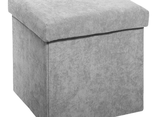 Σκαμπό-μπαούλο Woly pakoworld ύφασμα γκρι 38x38x38εκ