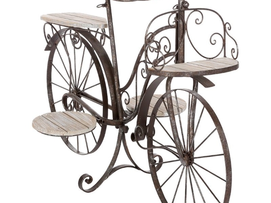 Ραφιέρα-σταντ φυτών Bicycle pakoworld καφέ σφυρήλατο 97x46x64εκ