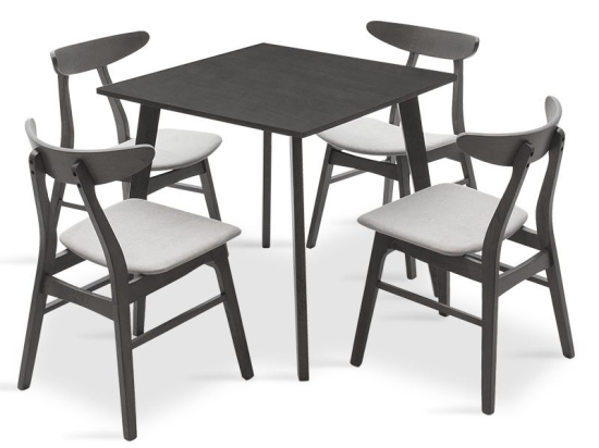 Tραπεζαρία Benson - Orlean pakoworld σετ 5τμχ rustic grey - ύφασμα γκρι 80x80x75εκ