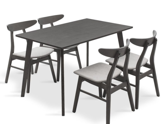Tραπεζαρία Benson - Orlean pakoworld σετ 5τμχ rustic grey-ύφασμα γκρι 120x75x75εκ