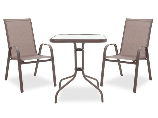Τραπεζαρία Watson-Calan σετ 3τεμ pakoworld μέταλλο-textilene καφέ 60x60x70εκ