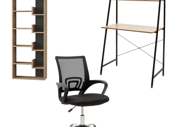 Φοιτητικό πακέτο επίπλων γραφείου Uni Desk 1 pakoworld σετ 3 τμχ