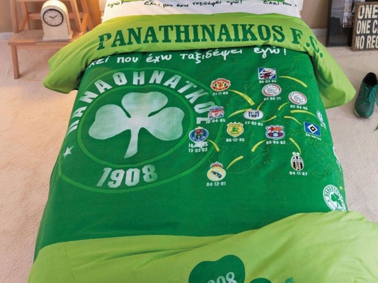 Κουβερλί Παιδικό Σετ 2τμχ Panathinaikos FC-3 Green Palamaiki Ημίδιπλο 170x250cm 100% Βαμβάκι