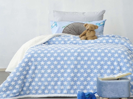 Κουβέρτα Παιδική Cobi Blue Palamaiki Ημίδιπλο Sherpa