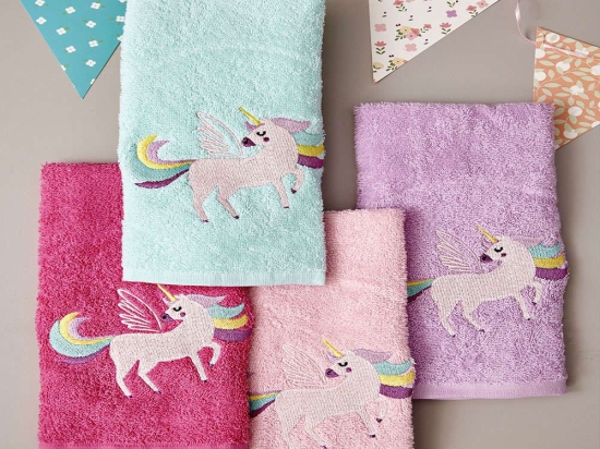 Πετσέτες Παιδικές Unicorn Magic Σετ 4τμχ Multi Palamaiki Σετ Πετσέτες 40x60cm 100% Βαμβάκι
