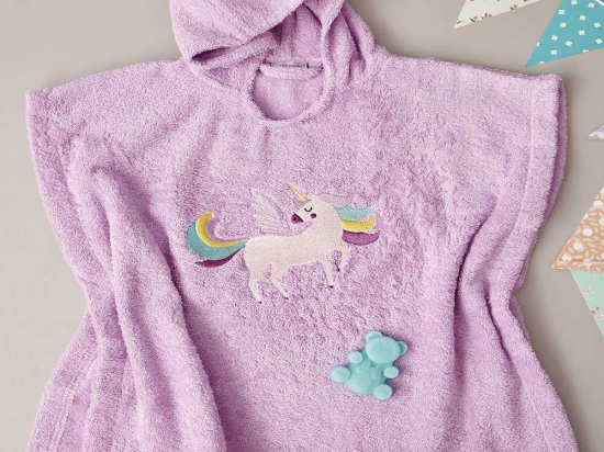 Πόντσο Βρεφικό Με Κουκούλα Unicorn Magic Lilac Palamaiki