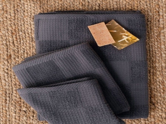 Πετσέτες Kenley Σετ 3τμχ Dark Grey Palamaiki Σετ Πετσέτες 70x140cm 100% Βαμβάκι