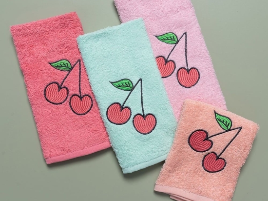 Πετσέτες Παιδικές Cherries (Σετ 4τμχ) Multi Palamaiki Σετ Πετσέτες 40χ60 100% Βαμβάκι