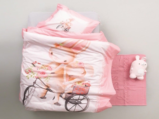 Σεντόνια Βρεφικά HB0596 (Σετ 3τμχ) Pink Palamaiki Κούνιας 100% Βαμβάκι