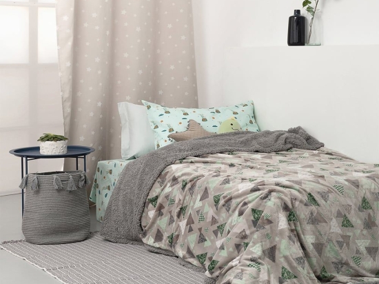 Κουβέρτα Παιδική Blake Grey Palamaiki Ημίδιπλο 160x220cm Flannel.Sherpa