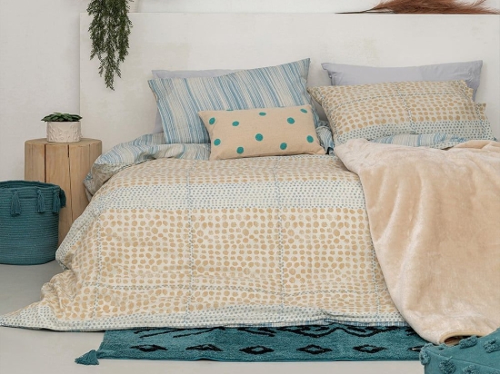 Σεντόνια FL6176 Με Λάστιχο (Σετ 3τμχ) Beige Palamaiki Ημίδιπλο 110x230cm 100% Βαμβάκι