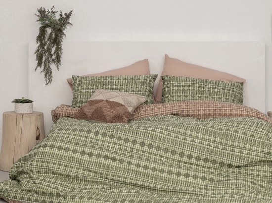 Σεντόνια FL6177 (Σετ 4τμχ) Green-Beige Palamaiki Υπέρδιπλο 240x260cm 100% Βαμβάκι