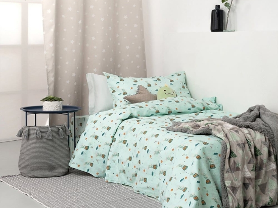 Σεντόνια Παιδικά MK747 (Σετ 3τμχ) Mint Palamaiki Μονό 160x260cm 100% Βαμβάκι