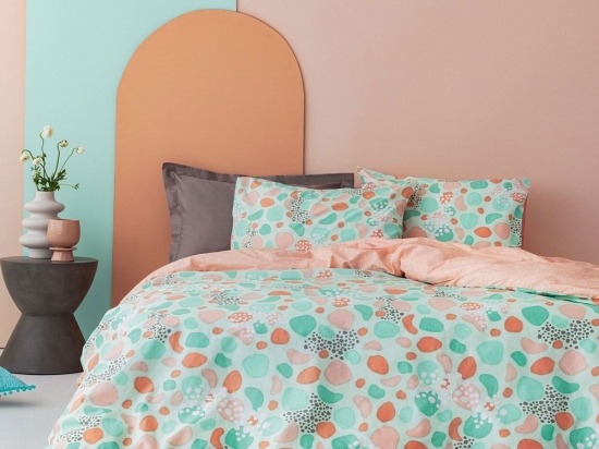 Σεντόνια FL6186 (Σετ 4τμχ) Green-Terracotta Palamaiki King Size 265x275cm 100% Βαμβάκι