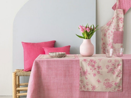 Τραπεζομάντηλο Tat10 Pink Palamaiki 150Χ220 Βαμβάκι-Πολυέστερ