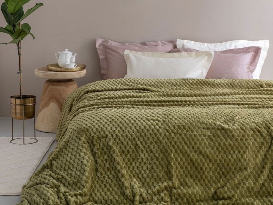 Κουβέρτα Aster Fleece Green Palamaiki Ημίδιπλο 160x220cm Jacquard